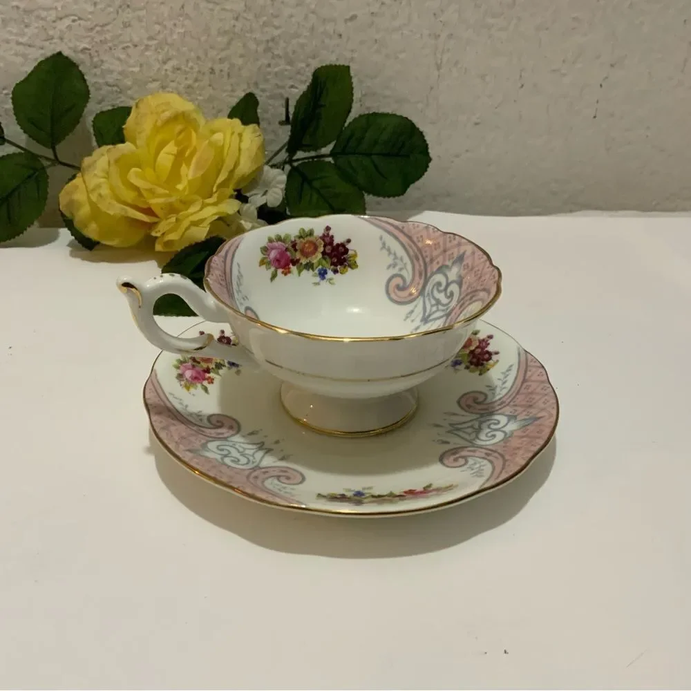 Vintage Mini Coalport Teacup and Saucer floral Bone China Made in England G7